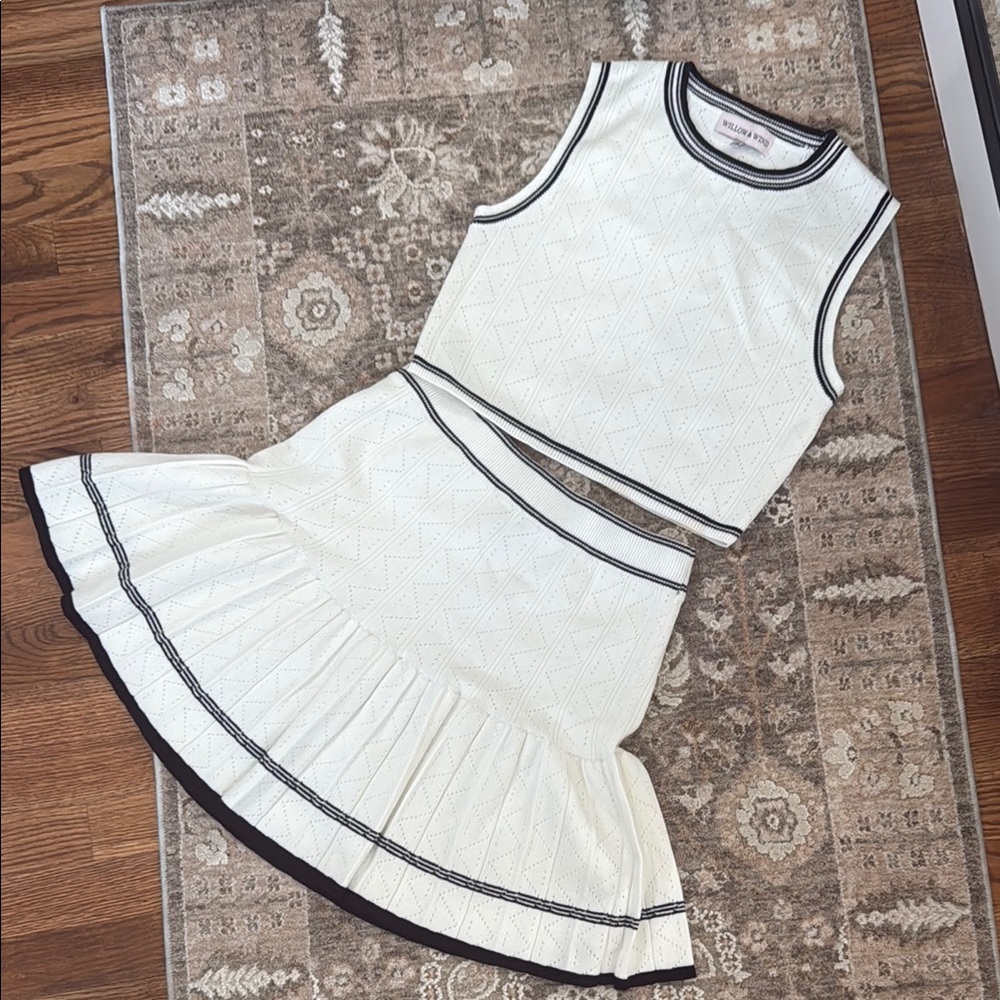 White Sleeveless Top and Skirt Set